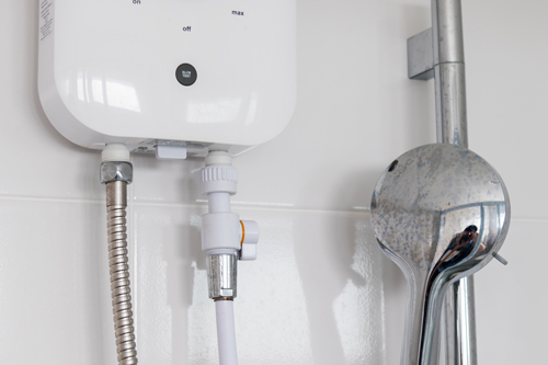 Wall-mounted water heater with connected shower